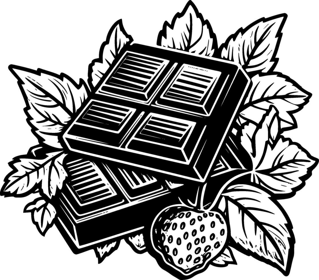 Chocolate, Black and White illustration vector