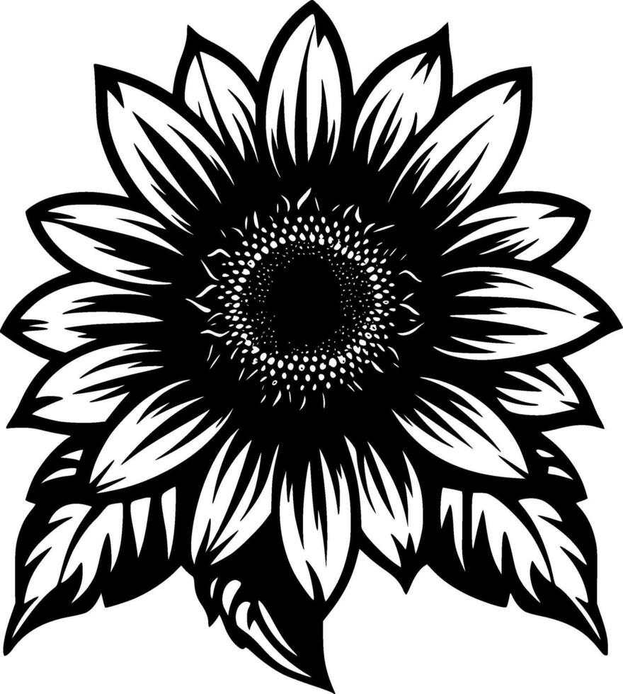 Flower - Black and White Isolated Icon - illustration vector