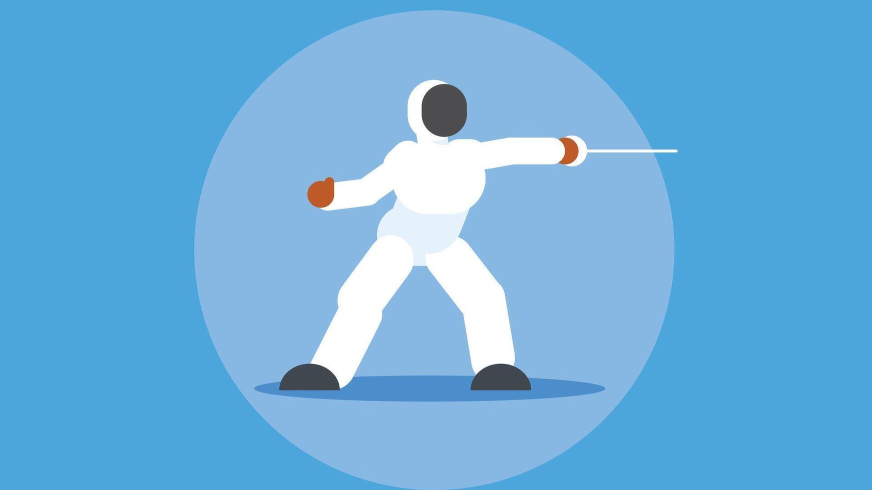 Fencing sport player with a weapon in his hand illustration vector