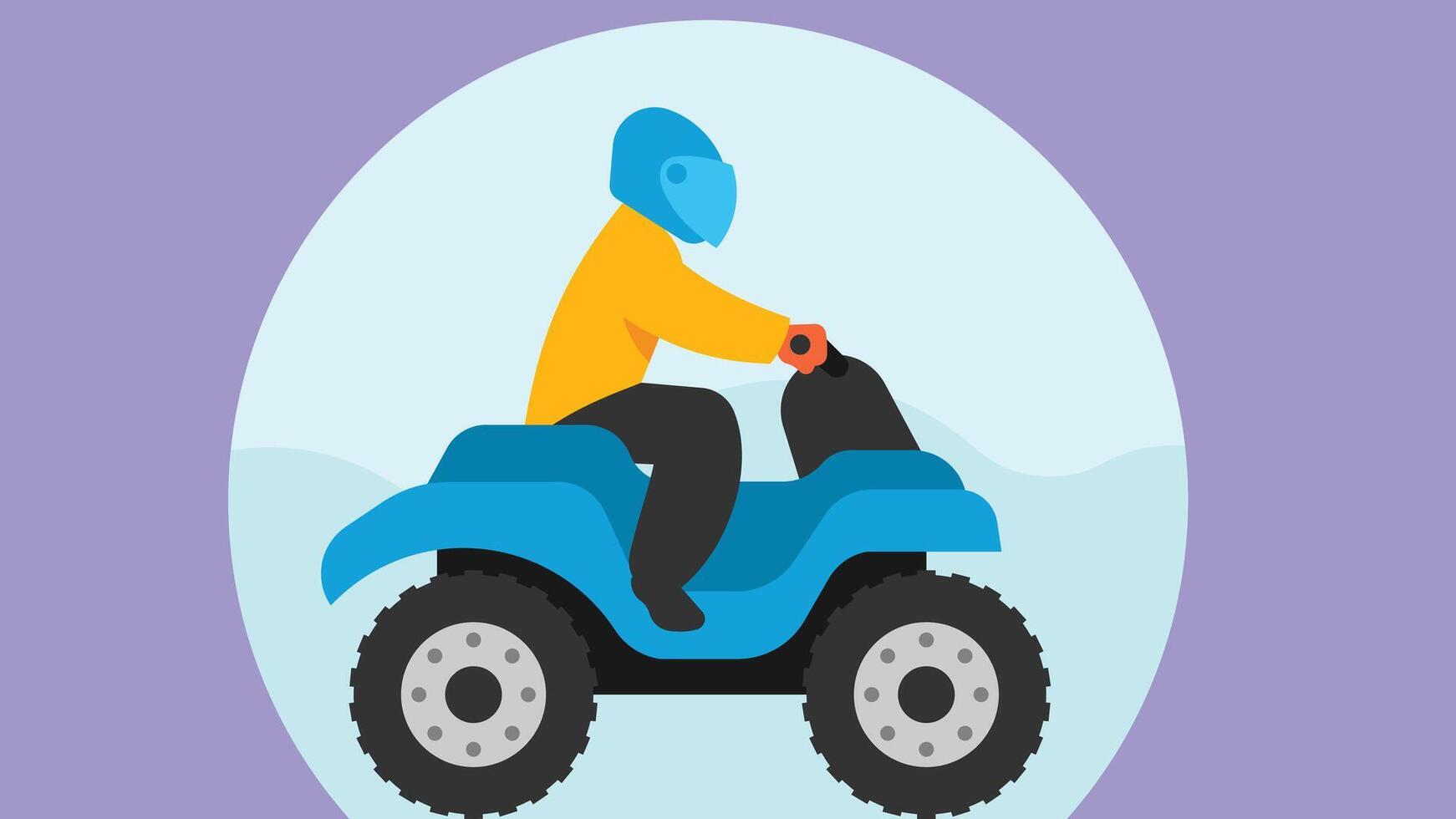 young man rides an electric motorcycle illustration vector