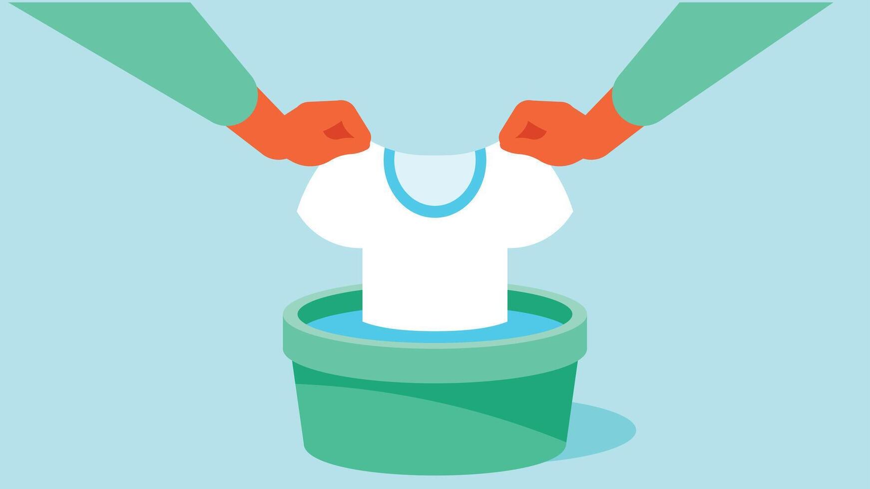 person washing his clothes in a bucket illustration vector