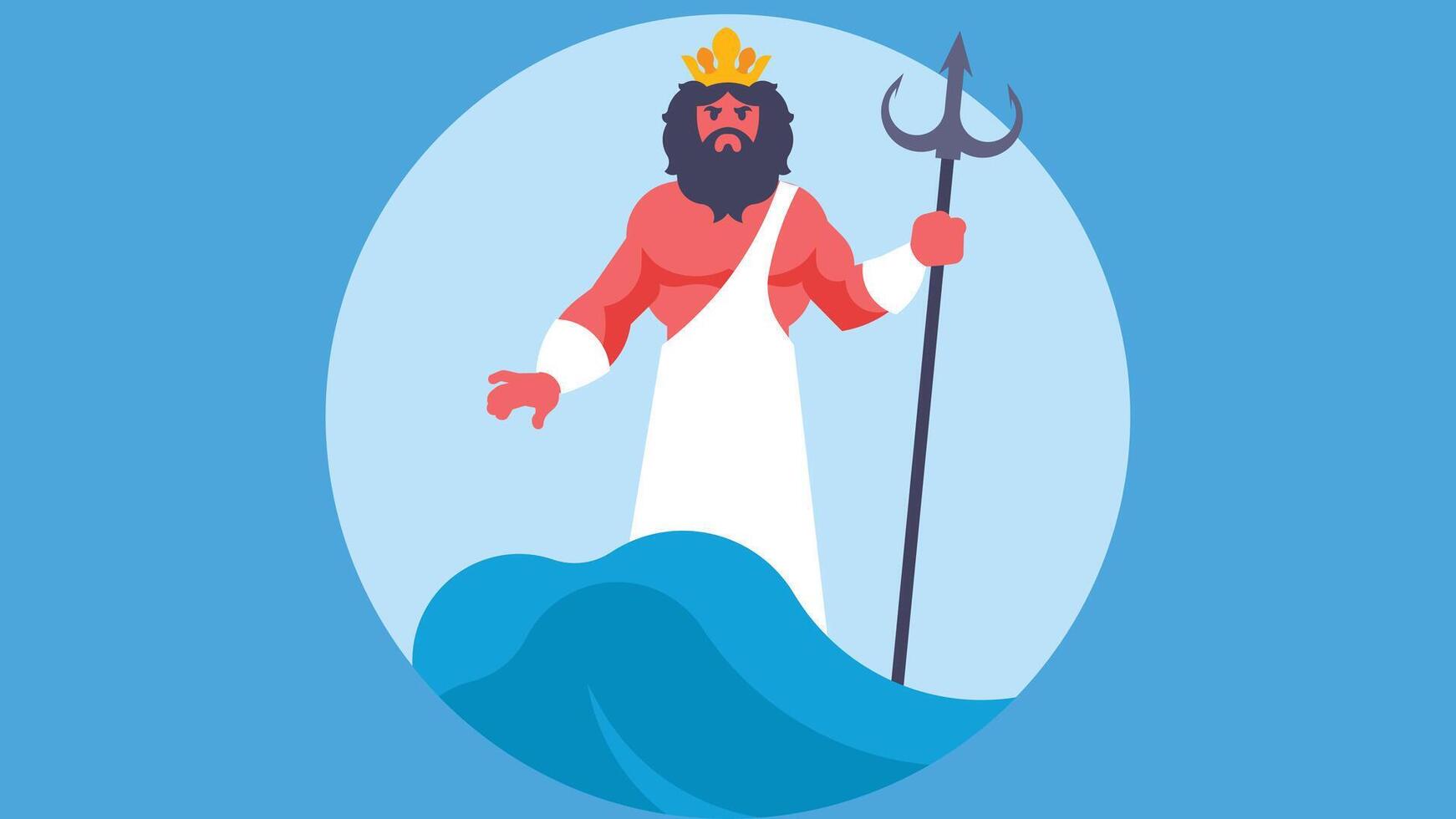 ocean king ruling the oceans illustration vector