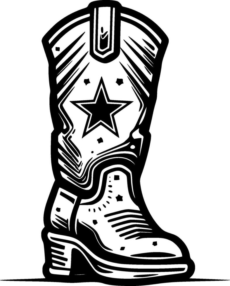 vaquero bota - negro y blanco aislado icono - ilustración vector