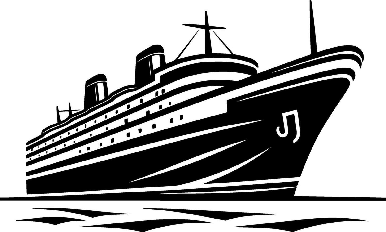 Cruise - Black and White Isolated Icon - illustration vector