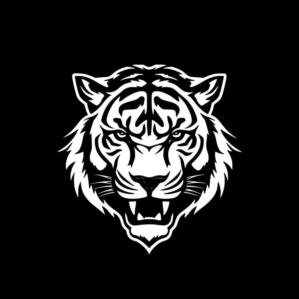 Tiger - Black and White Isolated Icon - illustration vector