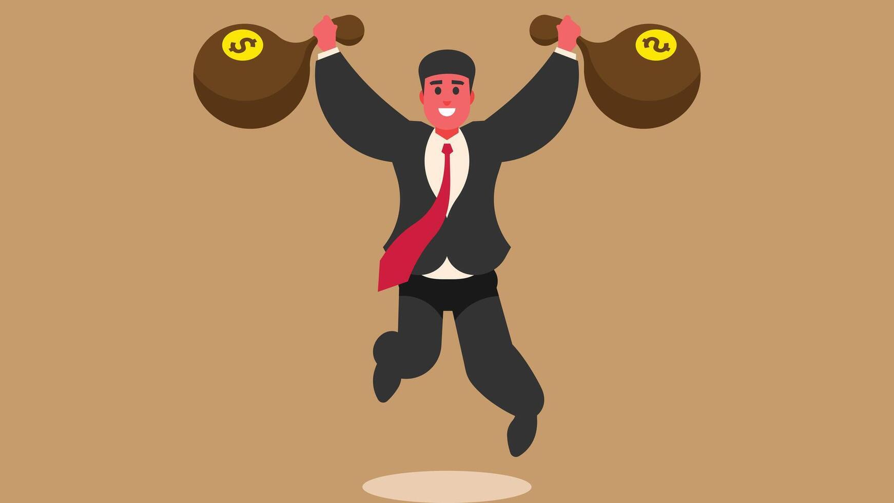Businessman profit money and extreme happy as winning from his business vector