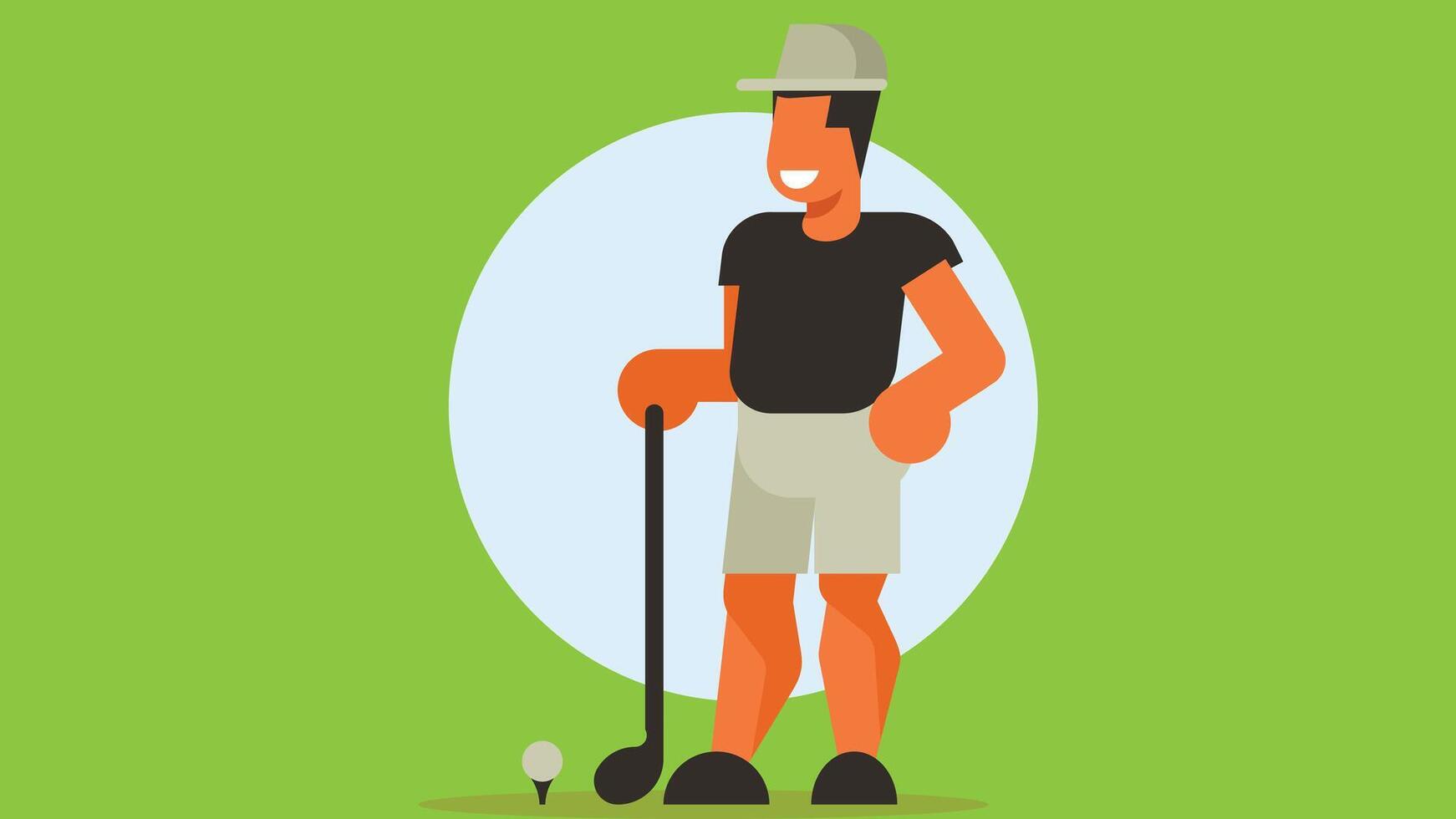 persona obras de teatro golf en pie con golf club en su manos ilustración vector