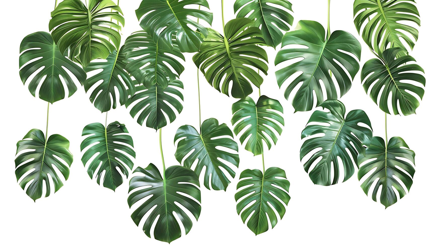 Tropical leaves hanging monsterra plant isolated on white background photo