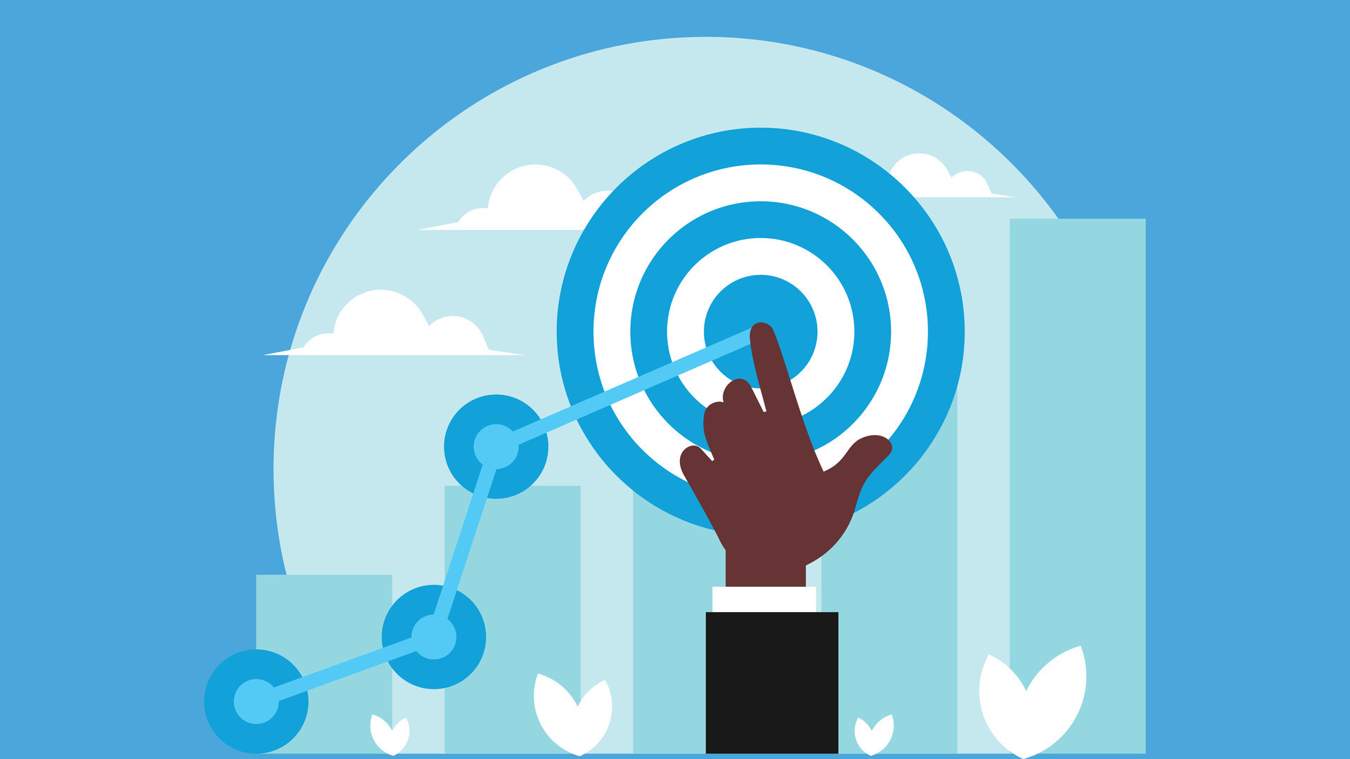 business man achieves his goal and milestones to his vision abstract ...