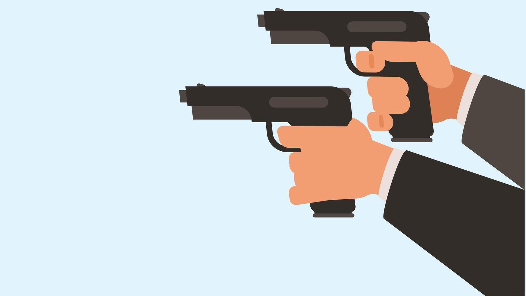 a spy hands hold guns in the air illustration vector