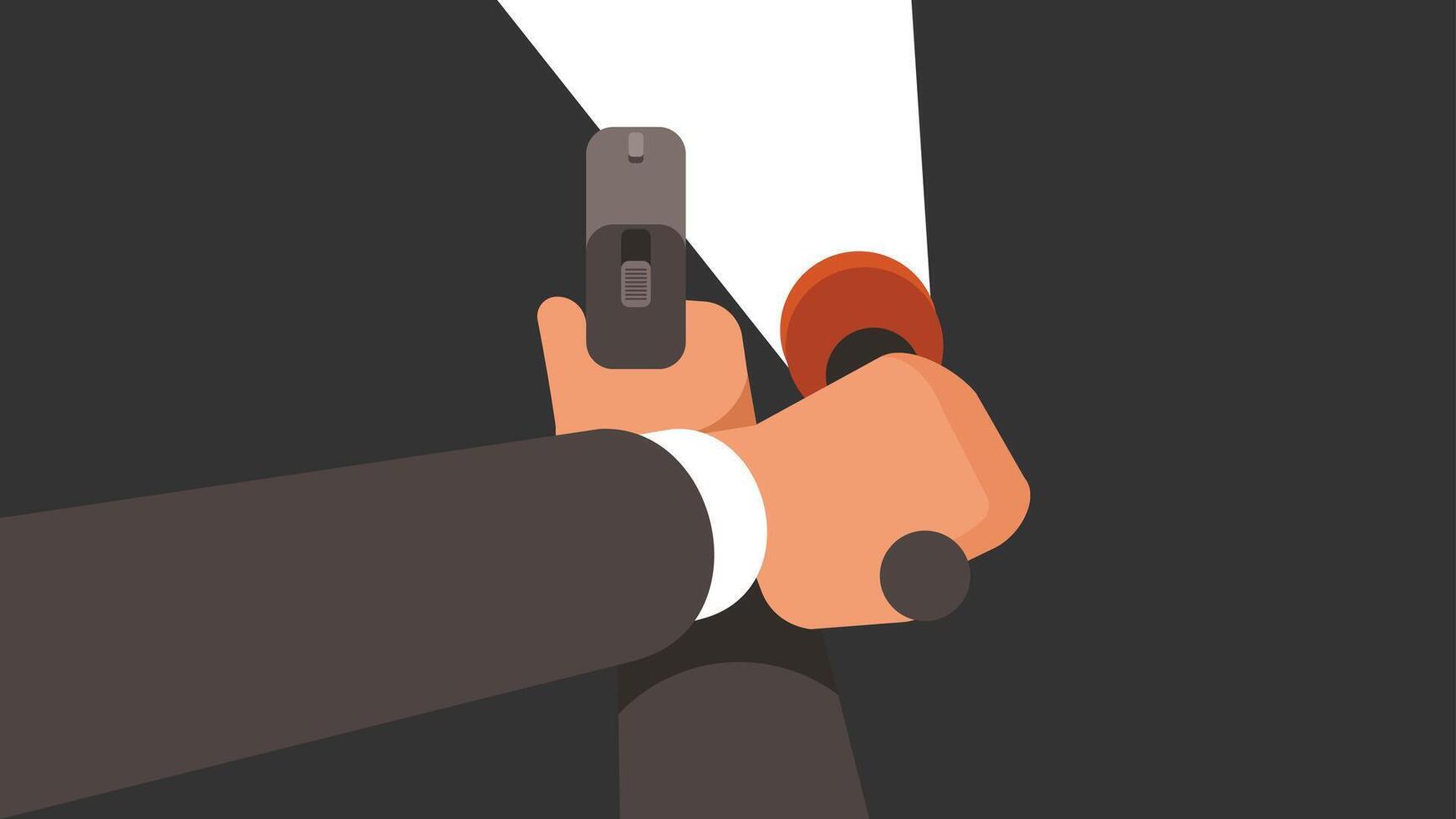 man hands holding guns and rise it up in air illustration vector