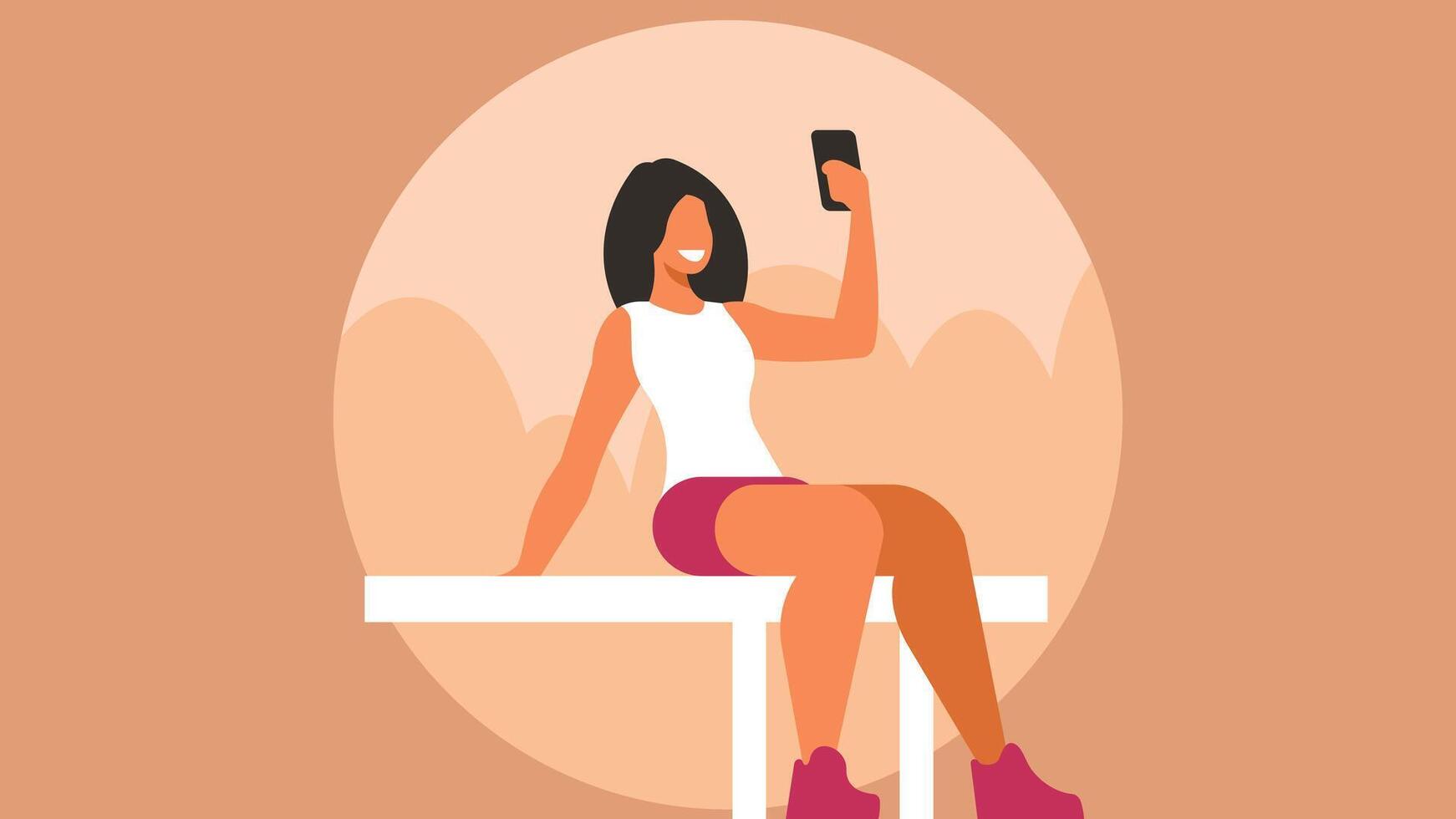 Female character enjoys influencers lifestyle in life and getting the max out of it vector