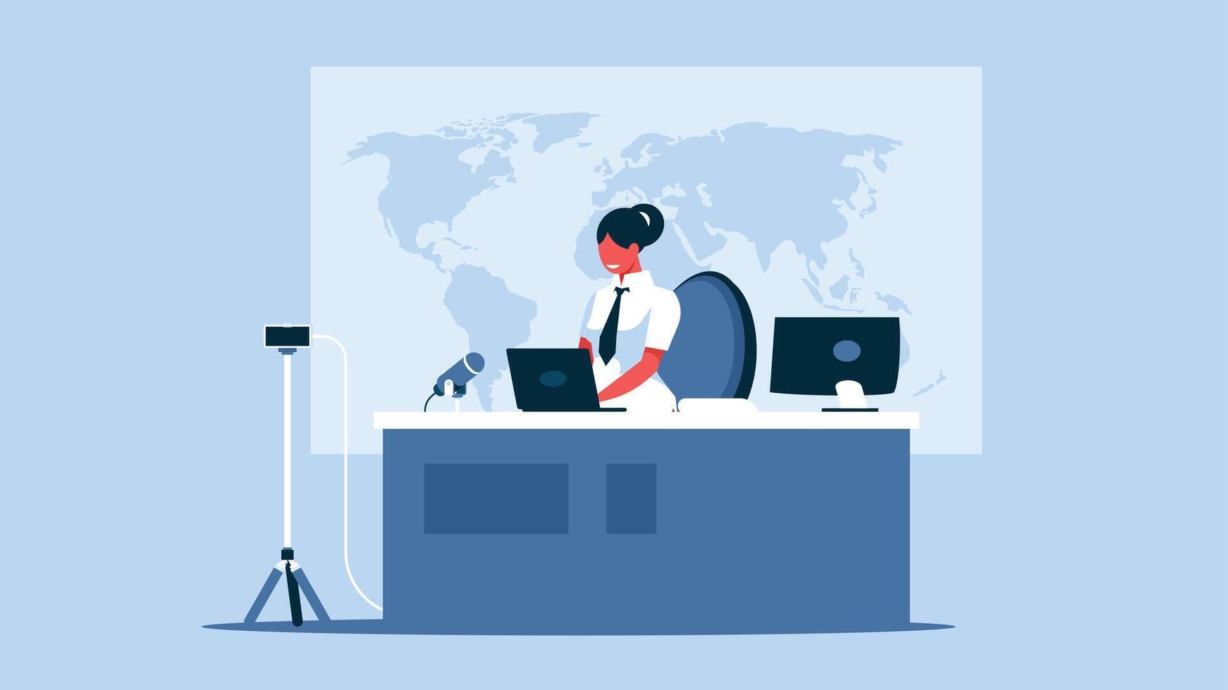 Employee is working in his workplace illustration vector