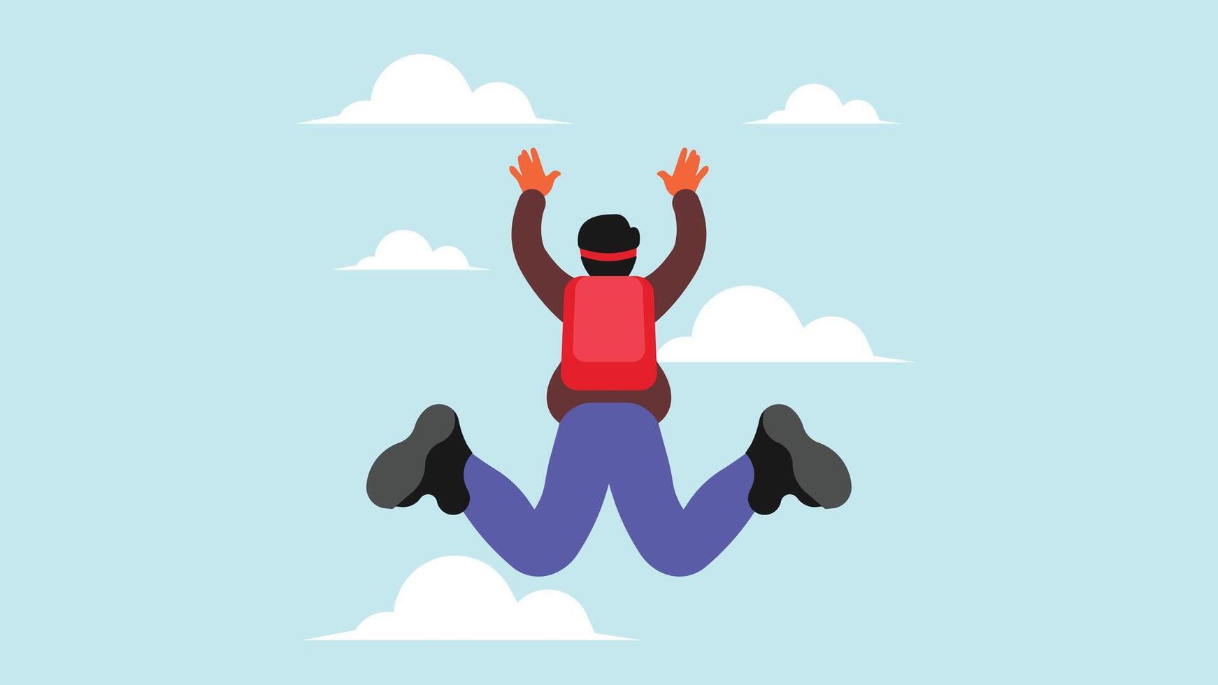 atheltic person skydiver falling from sky with a parachute illustration vector