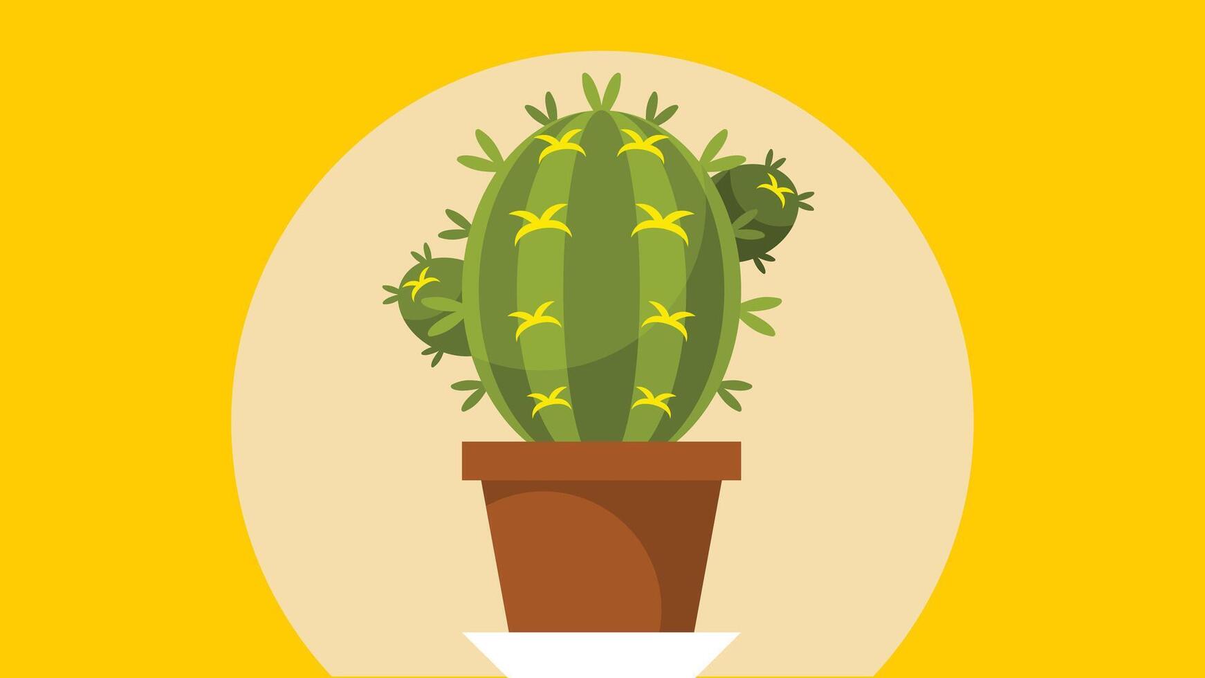 Cactus plant in a pot isolated illustration vector