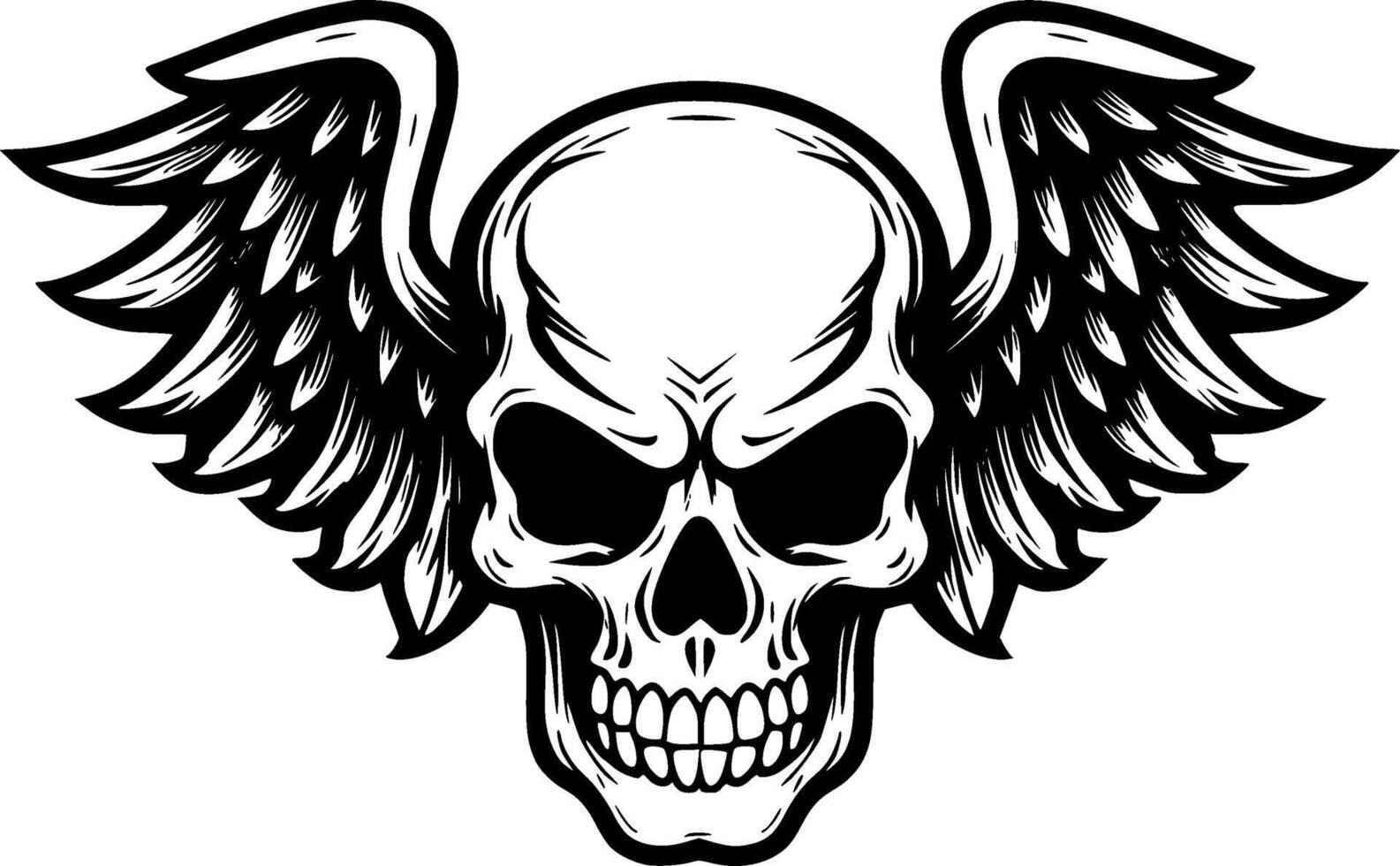 Skull With Wings, Minimalist and Simple Silhouette - illustration vector