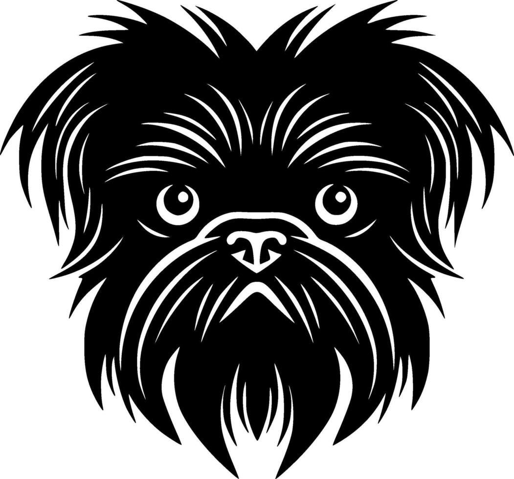 affenpinscher - negro y blanco aislado icono - ilustración vector