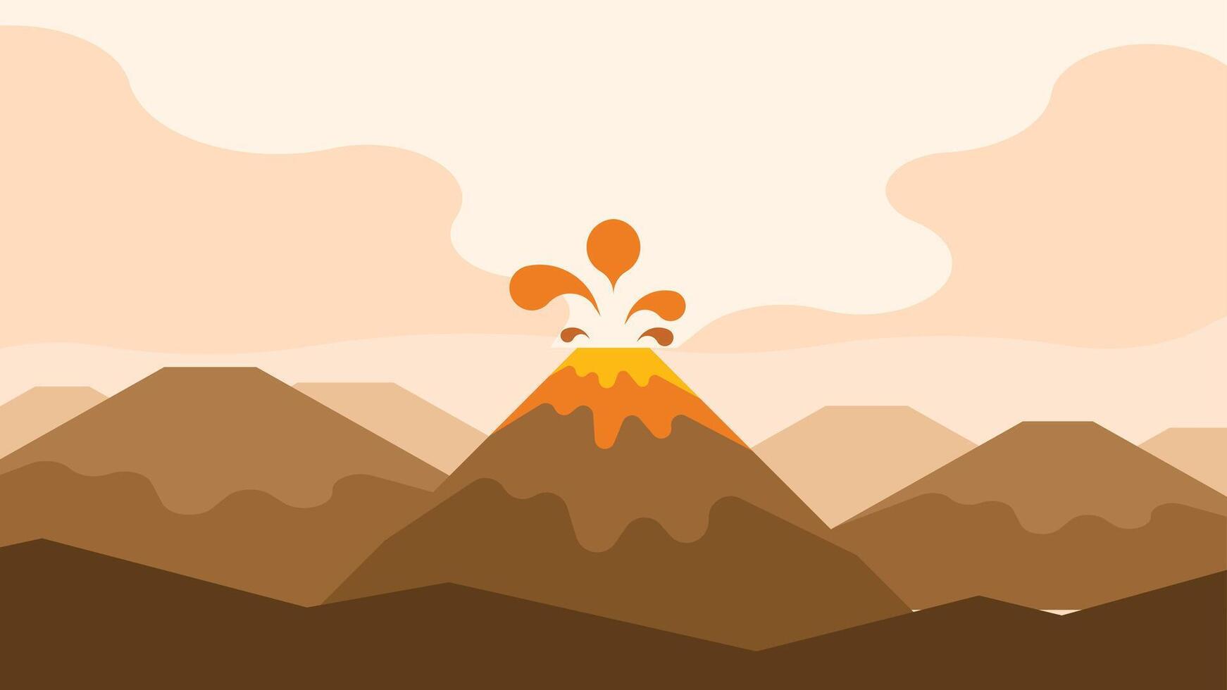 volcanic eruption in a mountain illustration background vector