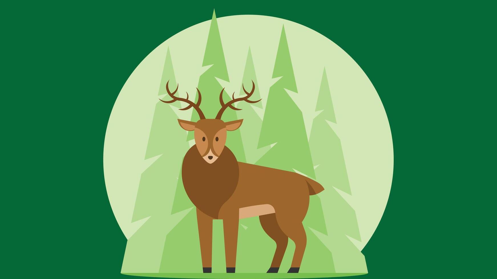 a deer in the nature forest with trees in the background illustration vector