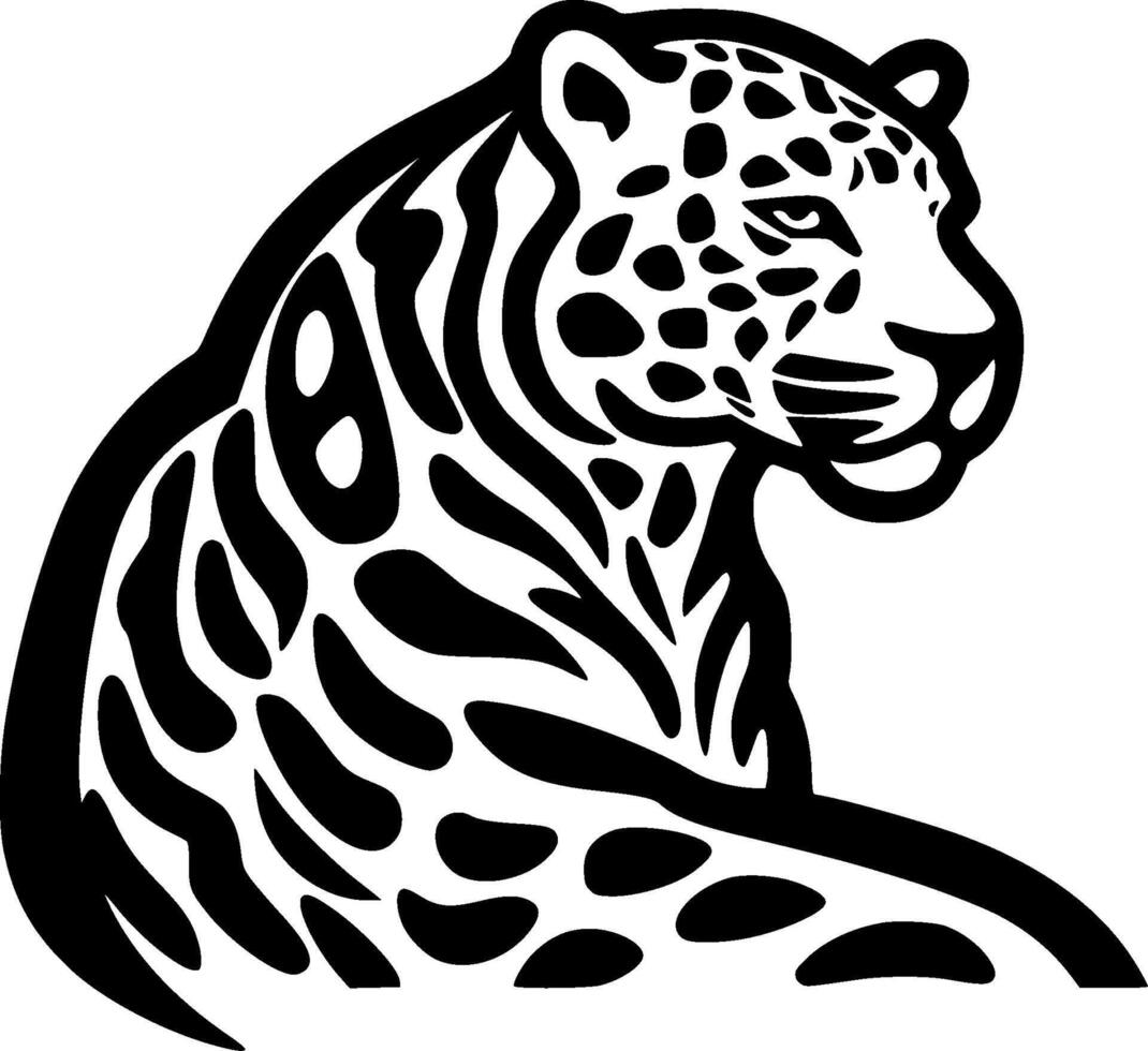 leopardo - negro y blanco aislado icono - ilustración vector