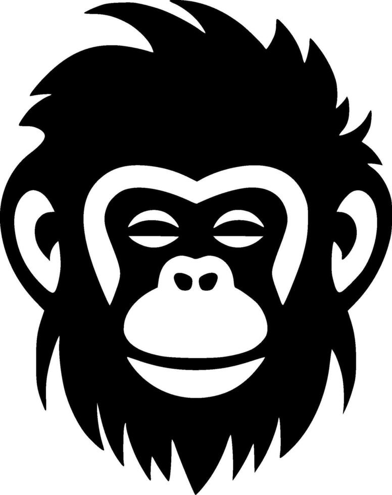 Monkey - Black and White Isolated Icon - illustration vector