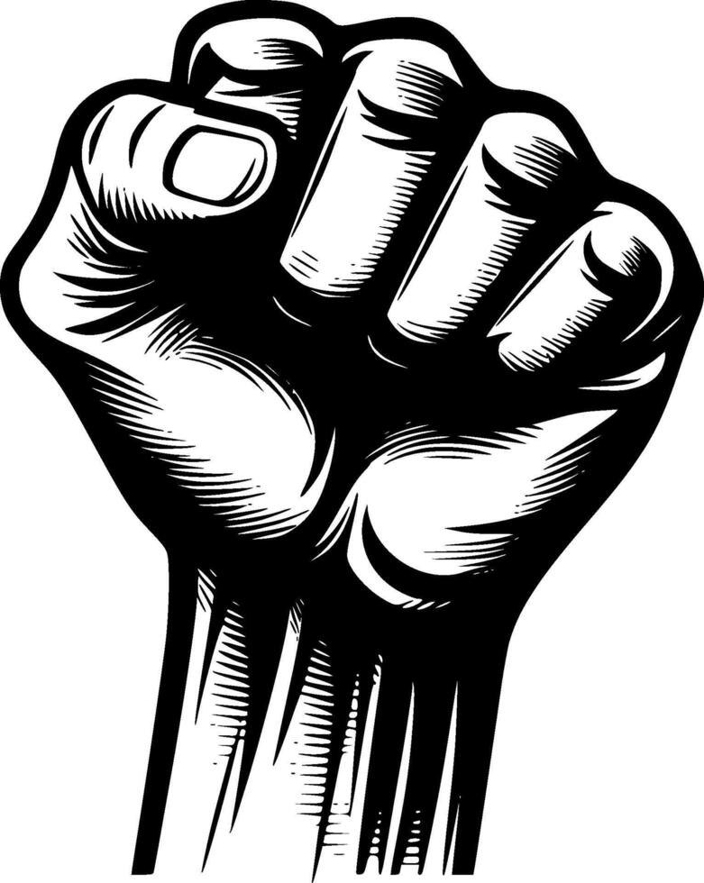 Hand Fist - Black and White Isolated Icon - illustration vector