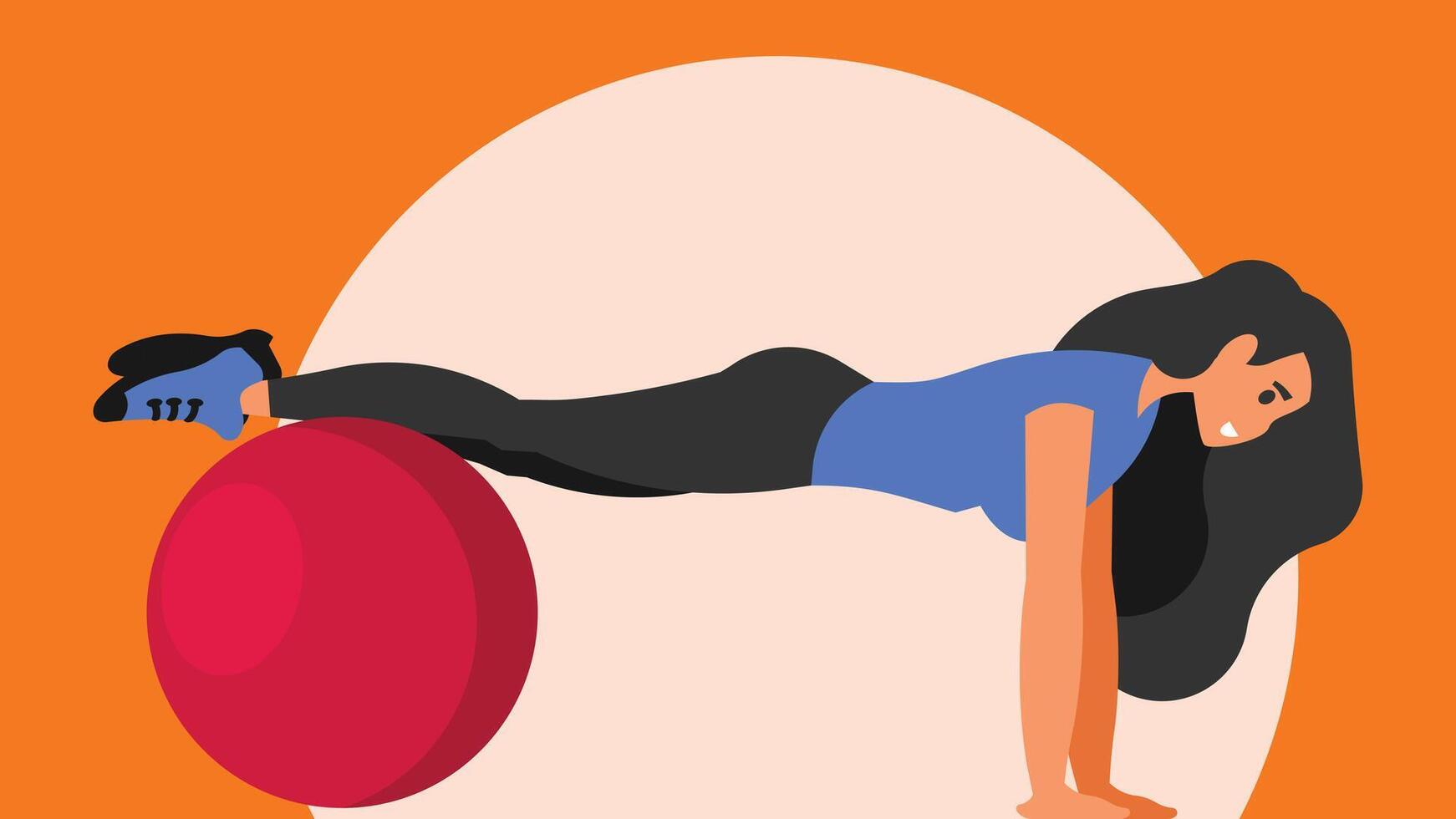 Athlete doing exercise in the gym illustration vector