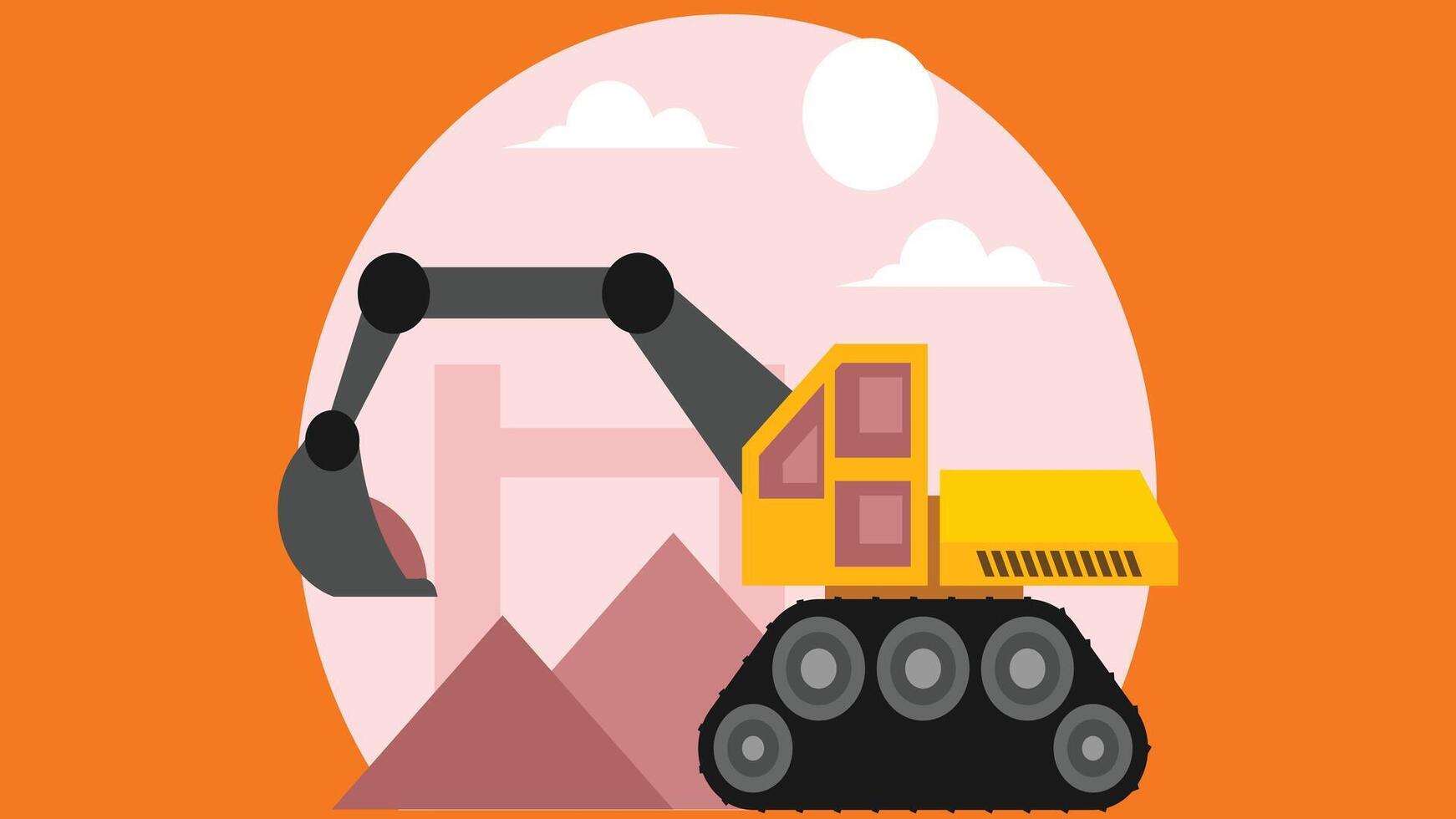 construction digger excavator in construction site illustration vector