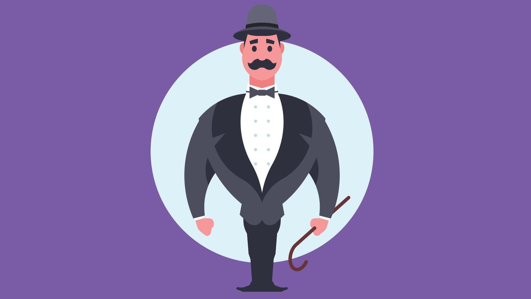 classic clothing gentleman holding his cap and walking stick vector