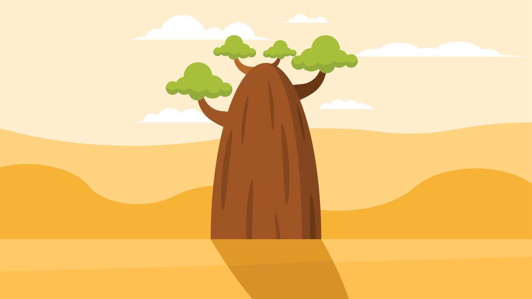 africano árbol en el savanah zona antecedentes ilustración vector