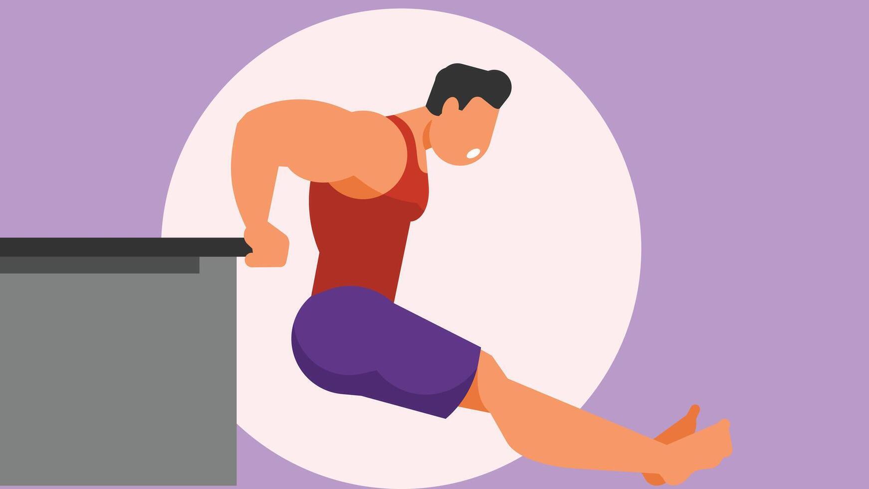 Athlete doing exercise in the gym illustration vector