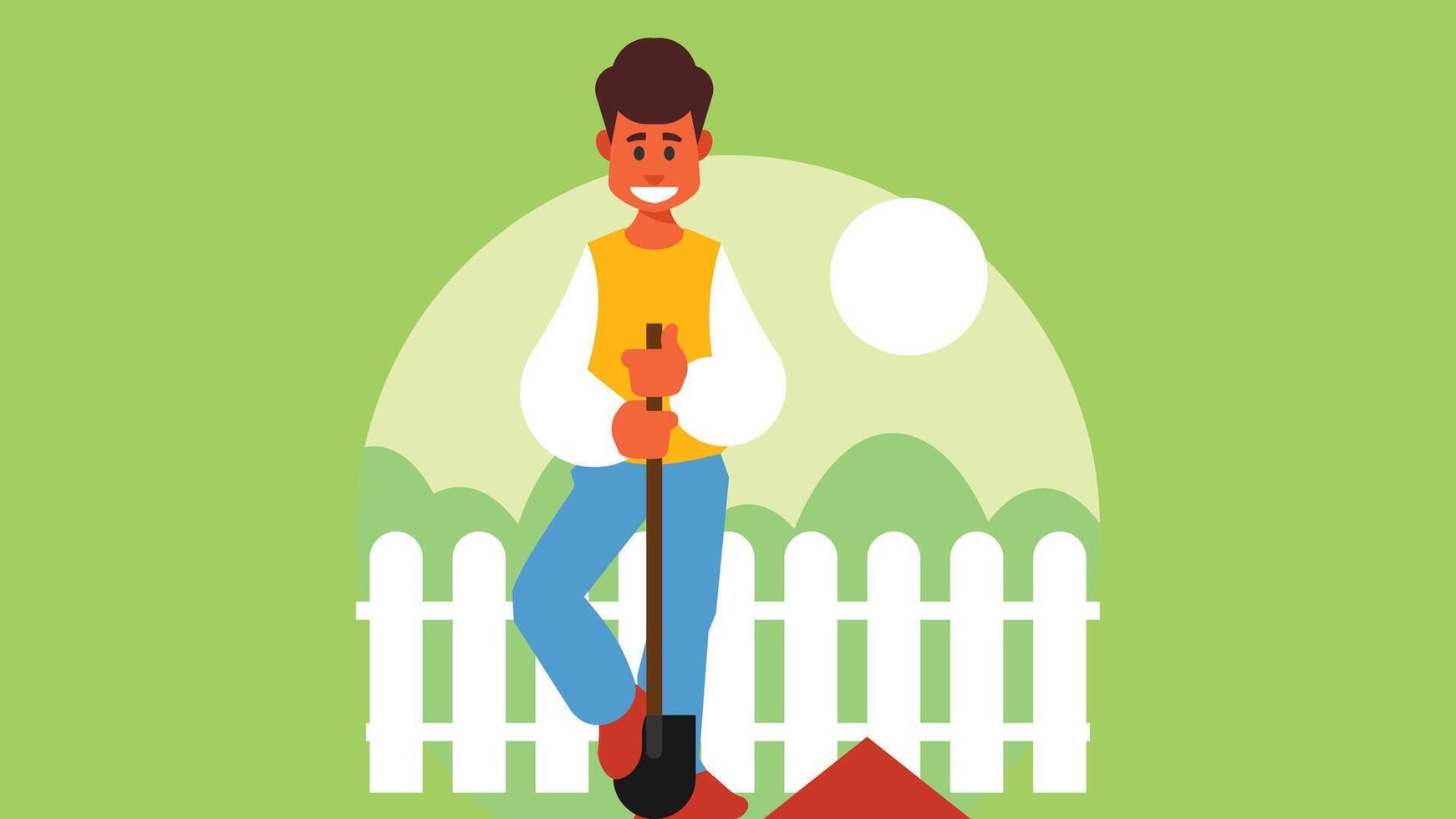 Farmer in the farm collecting the crops harvest season illustration vector