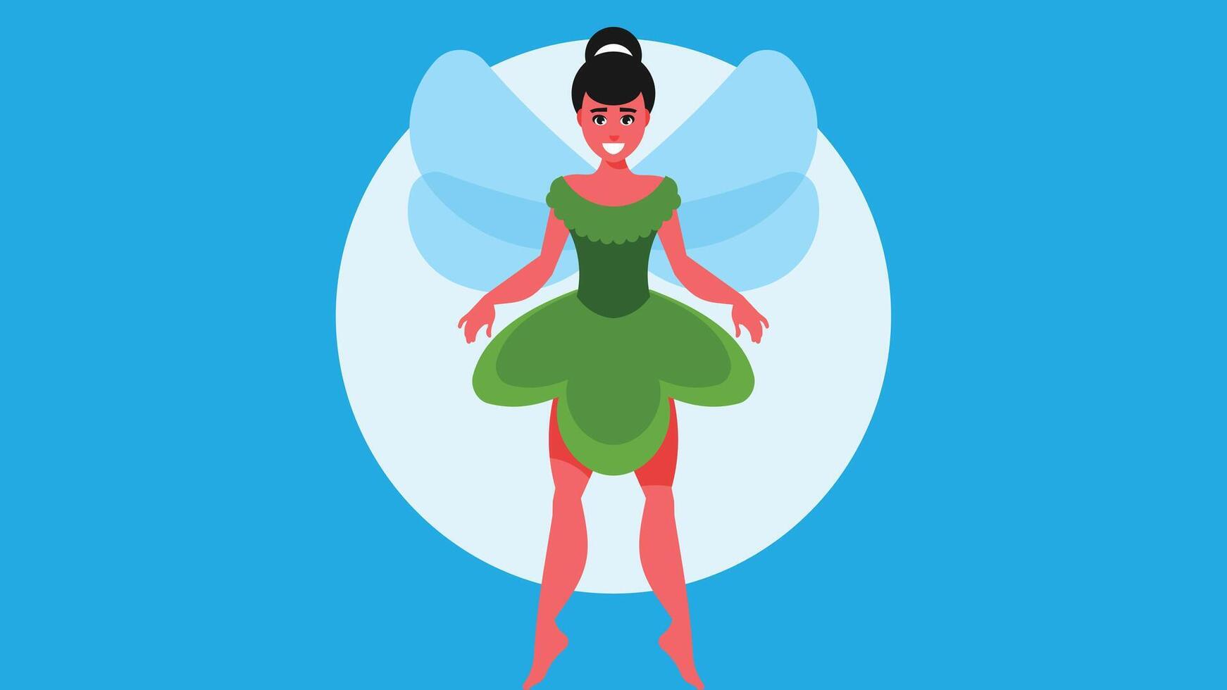 fairytale angel with wings flying in the sky isolated illustration vector