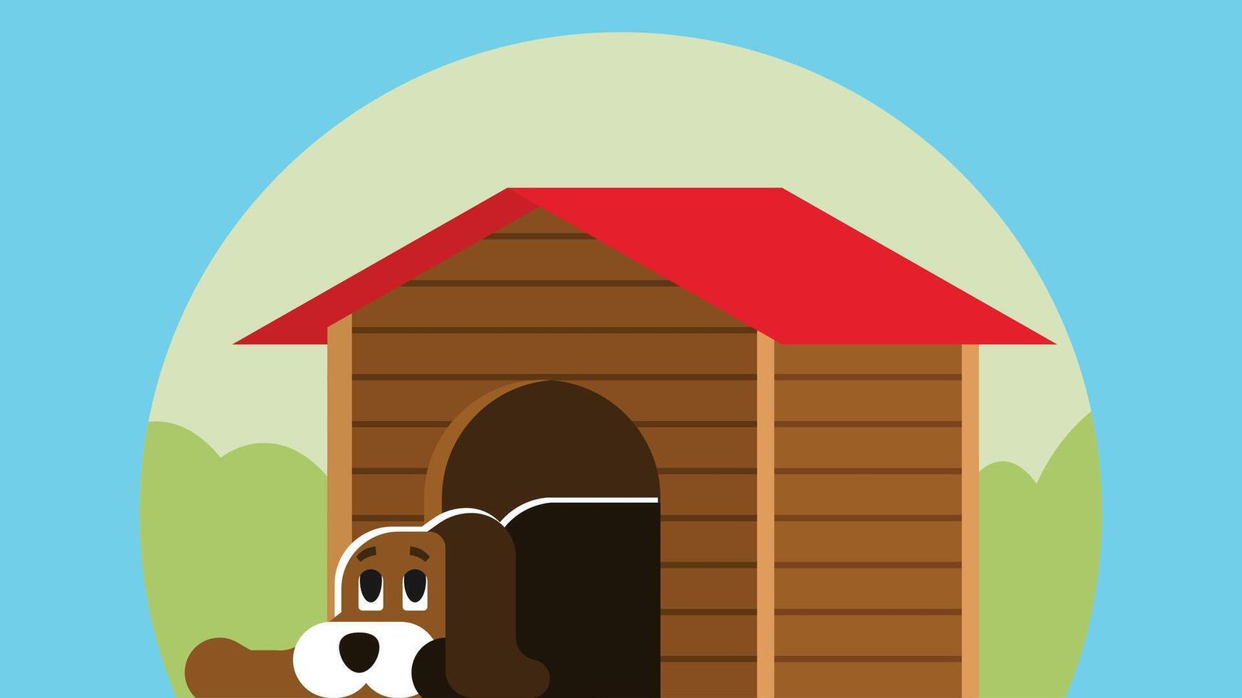 Dog House in the yard colorful for children books coloring books vector