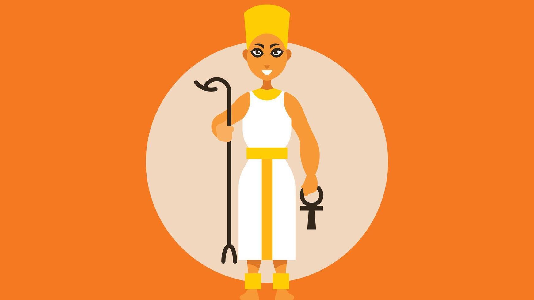 ancient pharaonic egyptian queen standing illustration vector