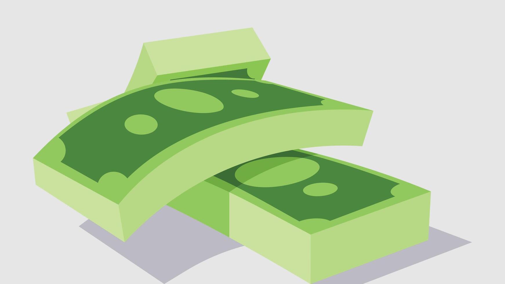 Banknotes money green icon illustration stacked above each other vector