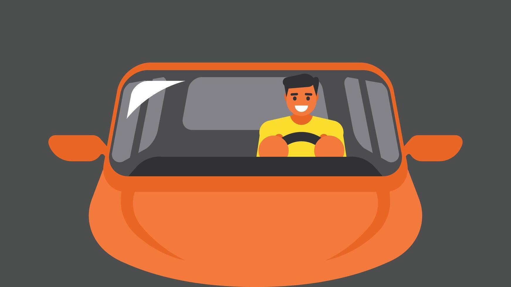 person driving his car to work focus on the car driver illustration vector