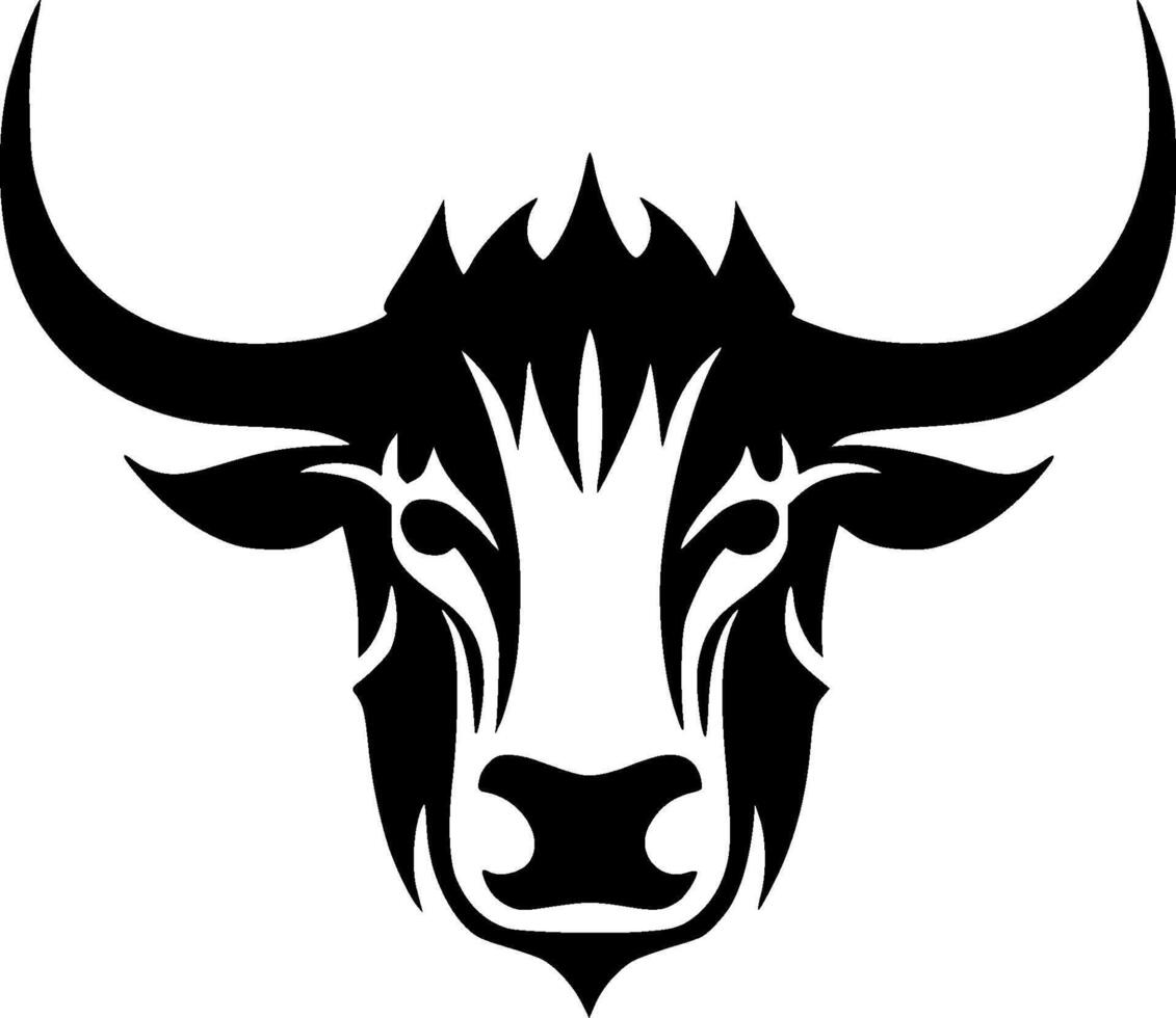 Highland Cow, Black and White illustration vector