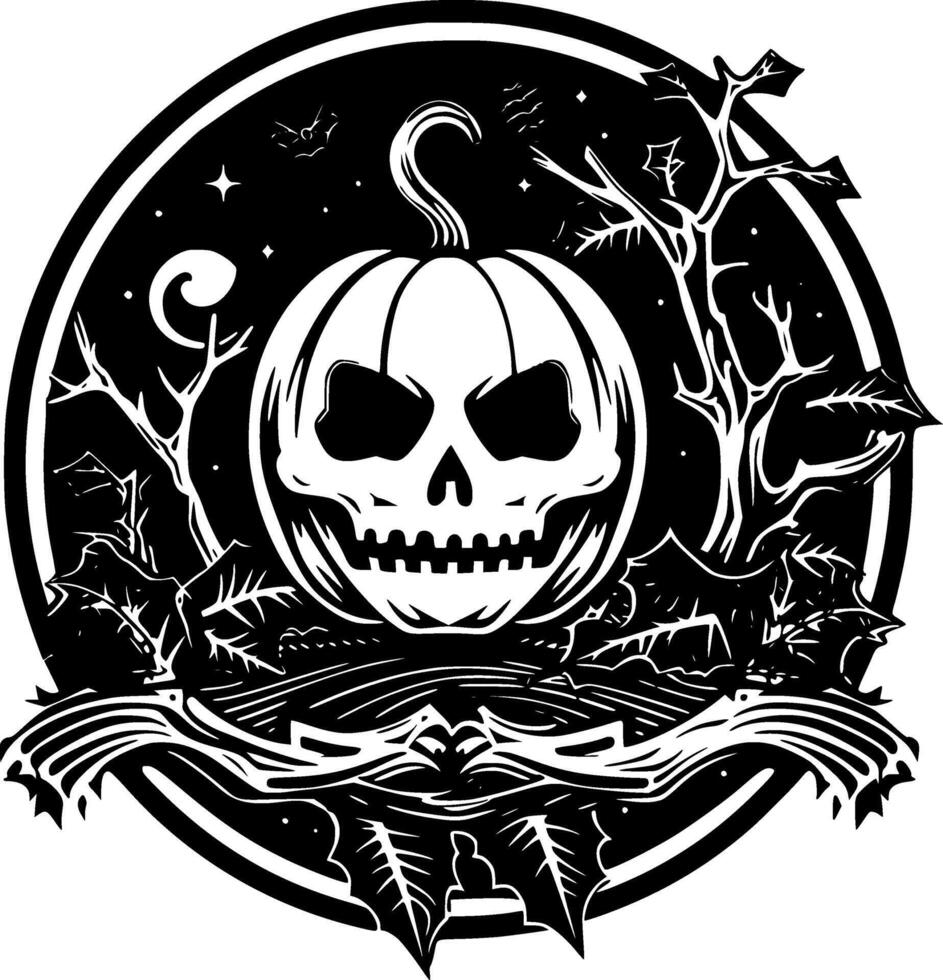 Halloween, Black and White illustration vector