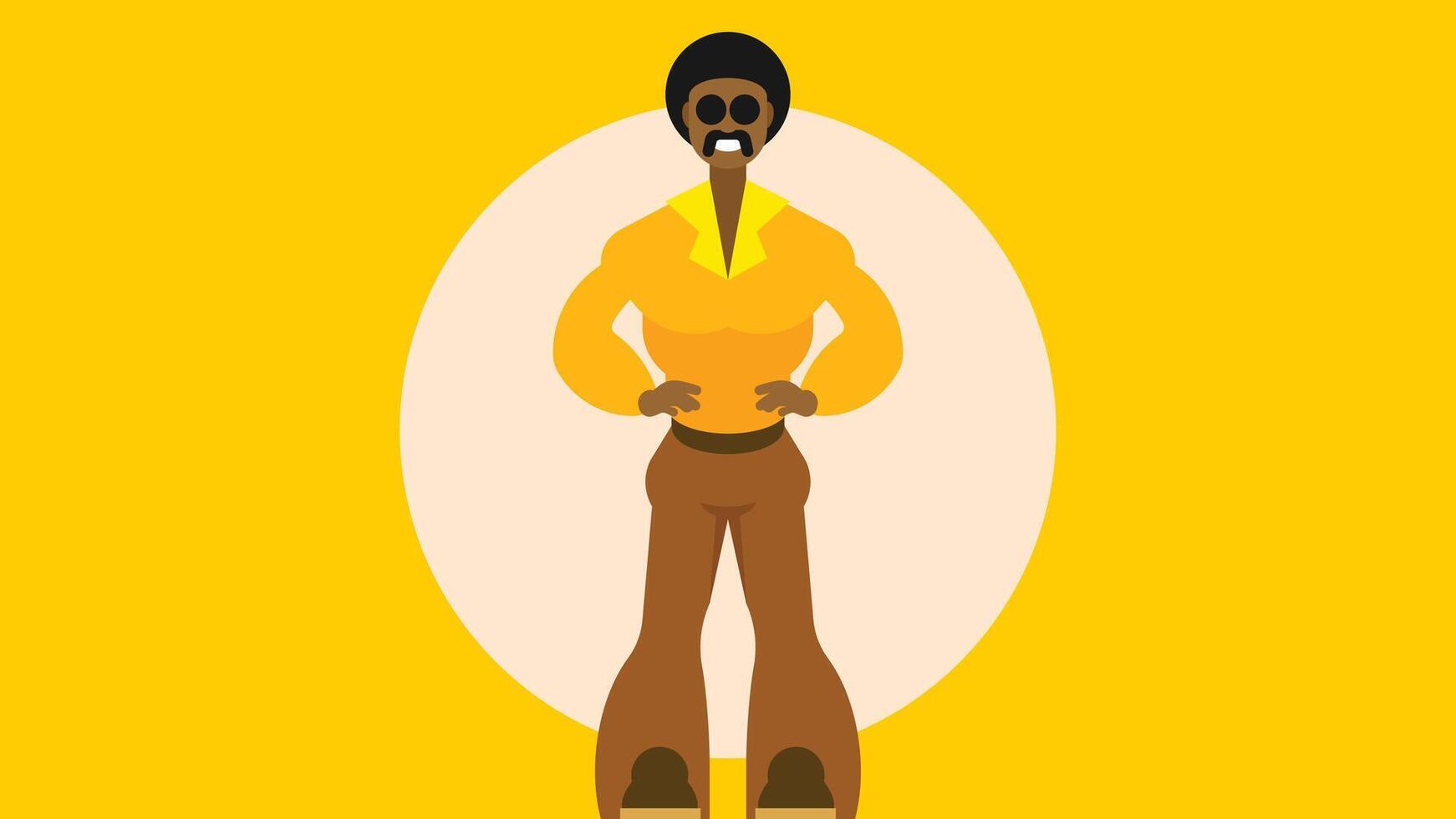 man in the 70s lifestyle fashion and hairstyle abstract illustration vector