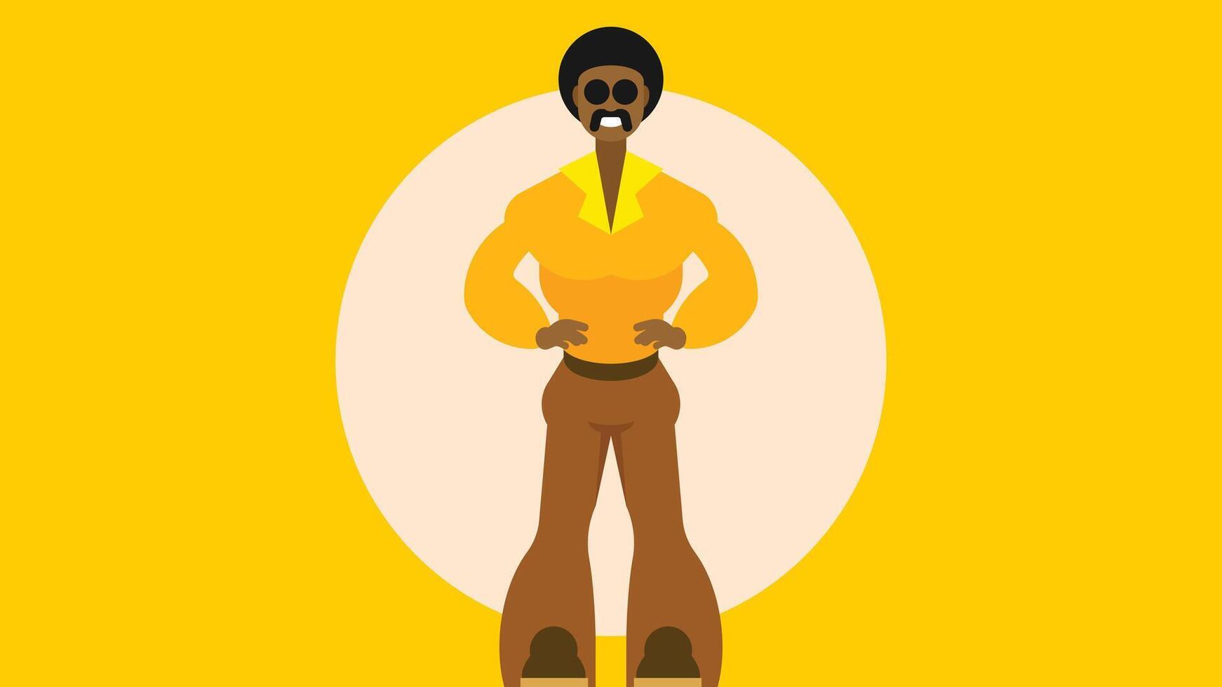 hombre en el 70s estilo de vida Moda y peinado resumen ilustración vector