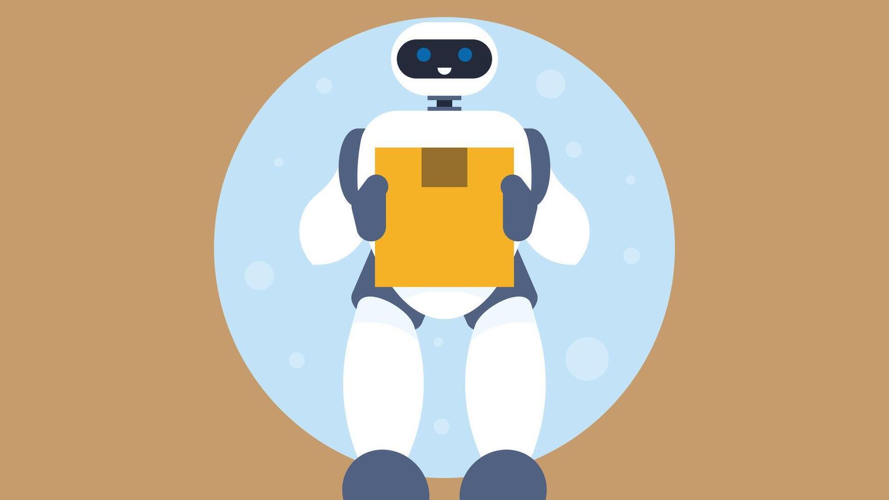 robot is delivering a package to a customer abstract illustration vector