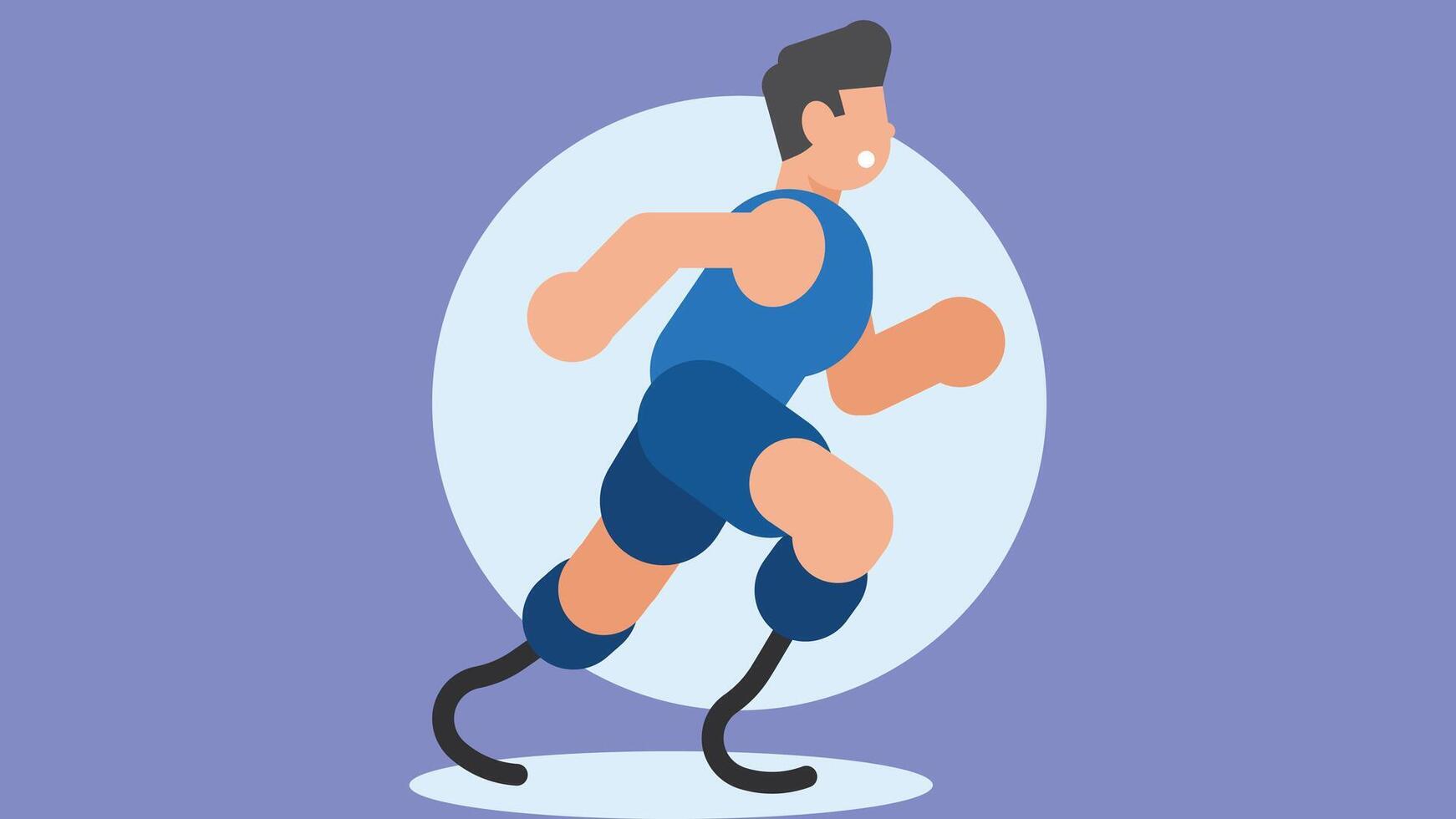 athletic person running with his robotic legs illustration vector