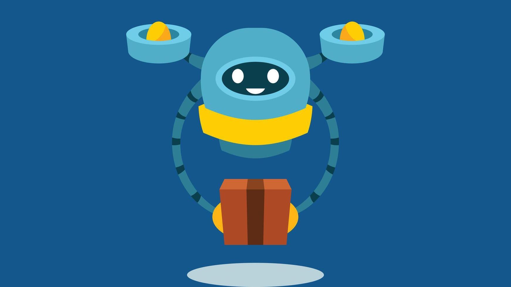 robot is delivering a package to a customer abstract illustration vector