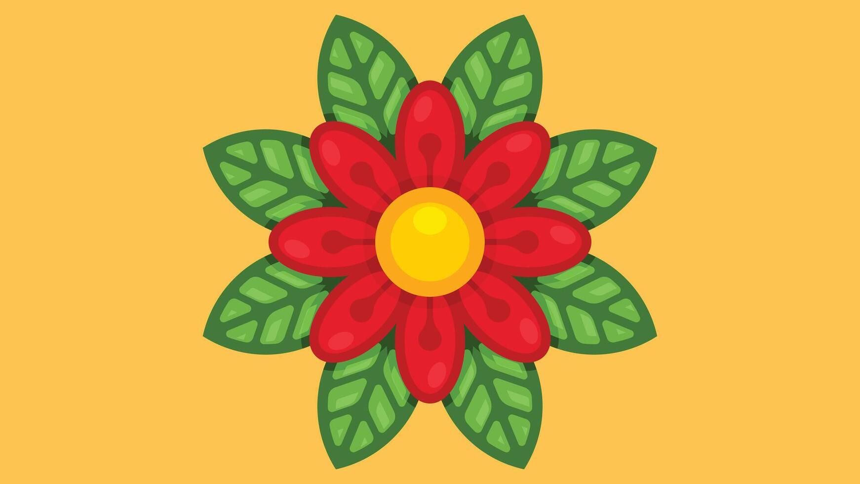 Abstract flower design in a yellow isolated background vector