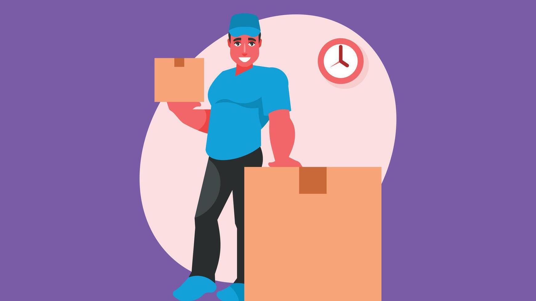 package delivery worker on time serivce abstract illustration vector