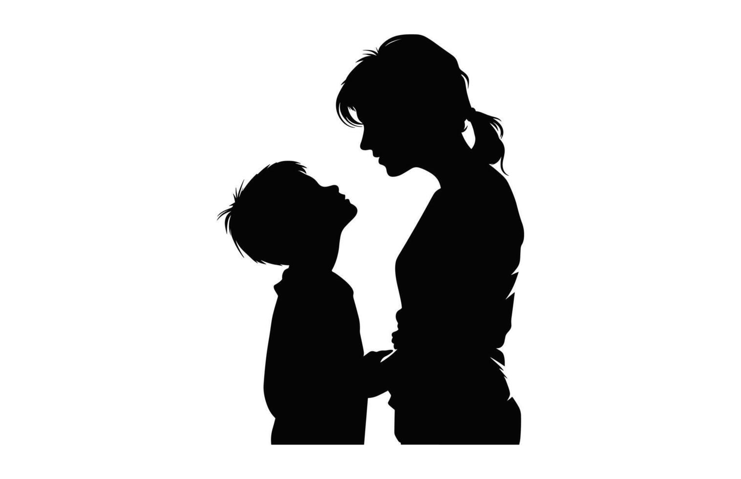 madre y niño silueta aislado en un blanco antecedentes vector