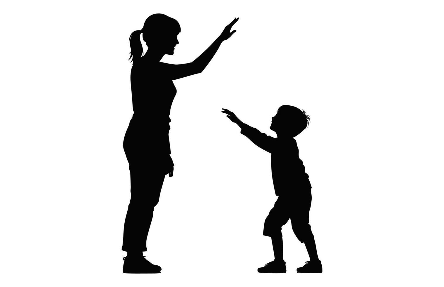 Mother and Son Silhouette isolated on a white background vector