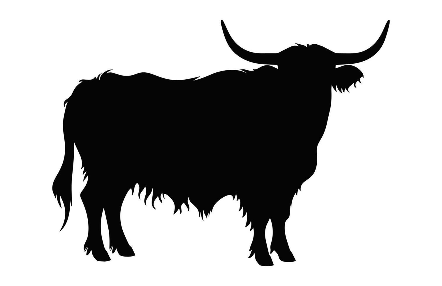 Highland Cattle Cow black Silhouette isolated on a white background vector