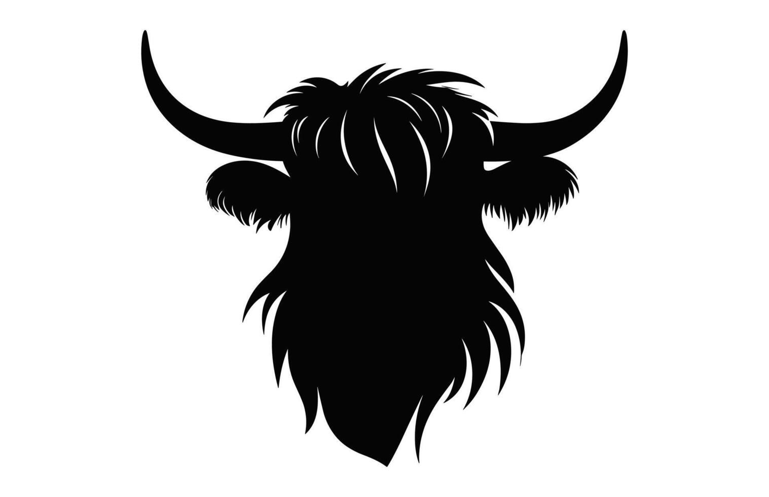 Highland Cattle head Silhouette isolated on a white background vector